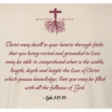 CHRISTIAN TEE SHIRT - ROOTED IN CHRIST- EPH 3:17-19