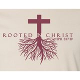 CHRISTIAN TEE SHIRT - ROOTED IN CHRIST- EPH 3:17-19
