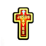 STICKER - JESUS SAVES - LIGHT OF THE WORLD - NEON SIGN