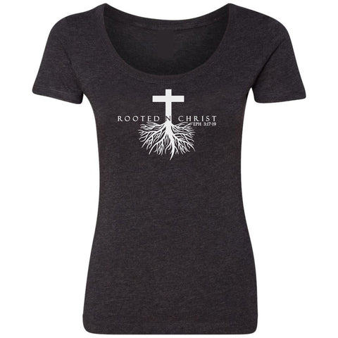 WOMENS CHRISTIAN TEE SHIRT - ROOTED IN CHRIST - EPH 3:17-19